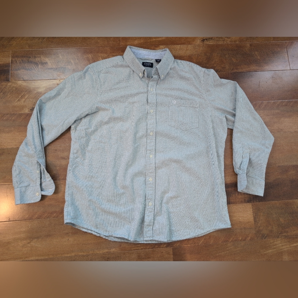 Chaps Striped Casual Button Down Shirt - Size XXL